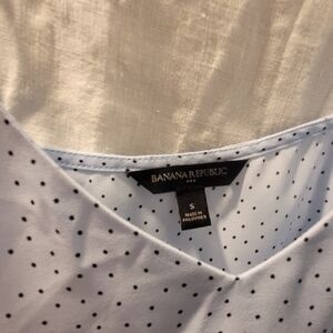 Banana Republic White Blouse with Black Dots